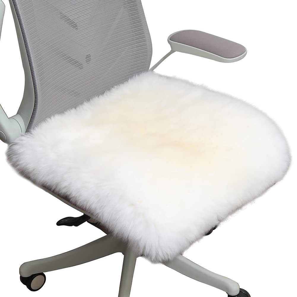 LLB Sheepskin Chair Pads - Office & Dining Room Chair Cushion - Tan, 16.5" Round (Pack of 1)