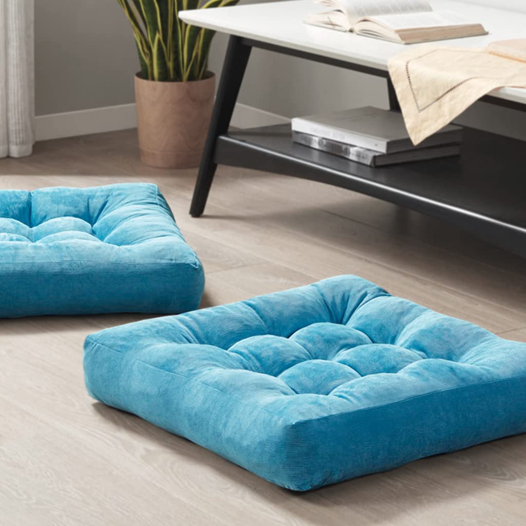 Degrees of Comfort Floor Cushion Pillow, Round Large Pillows Seating for Adults, Tufted Corduroy Floor Cushions for Living Room Tatami, Navy Blue, 22 Inch Single, 1 Count (Pack of 1)