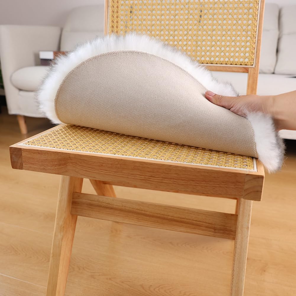 IRIWOOL Round Fur Sheepskin Chair Cover Seat Cushion Pad Super Soft Area Rugs for Living Bedroom Sofa (Gray Tip, Round 16.5" (Pack of 1))