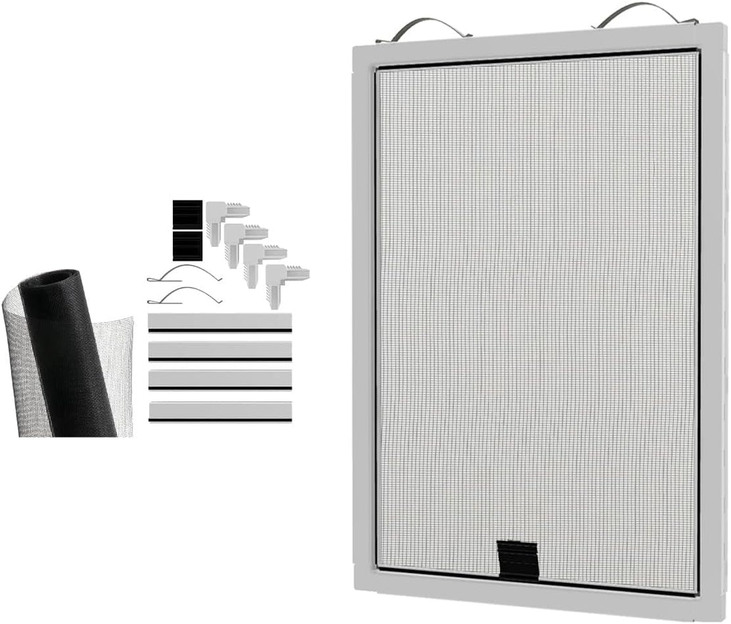 Window Screen Replacement Kit, 36", 48" and 60" Window Frames, White or Bronze, with Screen Mesh Roll. Easy Installation!