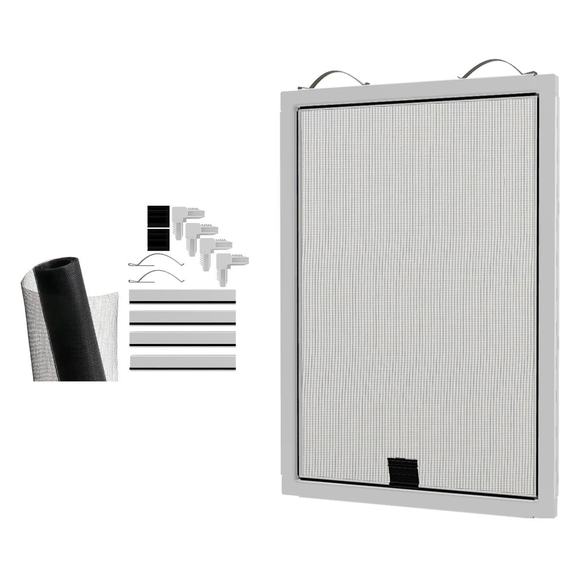 Window Screen Replacement Kit, 36", 48" and 60" Window Frames, White or Bronze, with Screen Mesh Roll. Easy Installation!