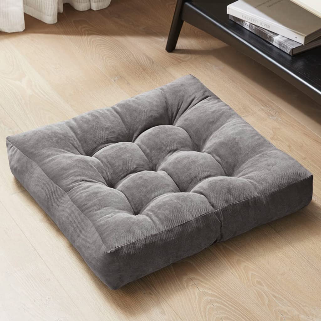 Degrees of Comfort Floor Cushion Pillow, Round Large Pillows Seating for Adults, Tufted Corduroy Floor Cushions for Living Room Tatami, Navy Blue, 22 Inch Single, 1 Count (Pack of 1)