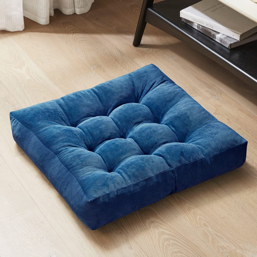 Degrees of Comfort Floor Cushion Pillow, Round Large Pillows Seating for Adults, Tufted Corduroy Floor Cushions for Living Room Tatami, Navy Blue, 22 Inch Single, 1 Count (Pack of 1)