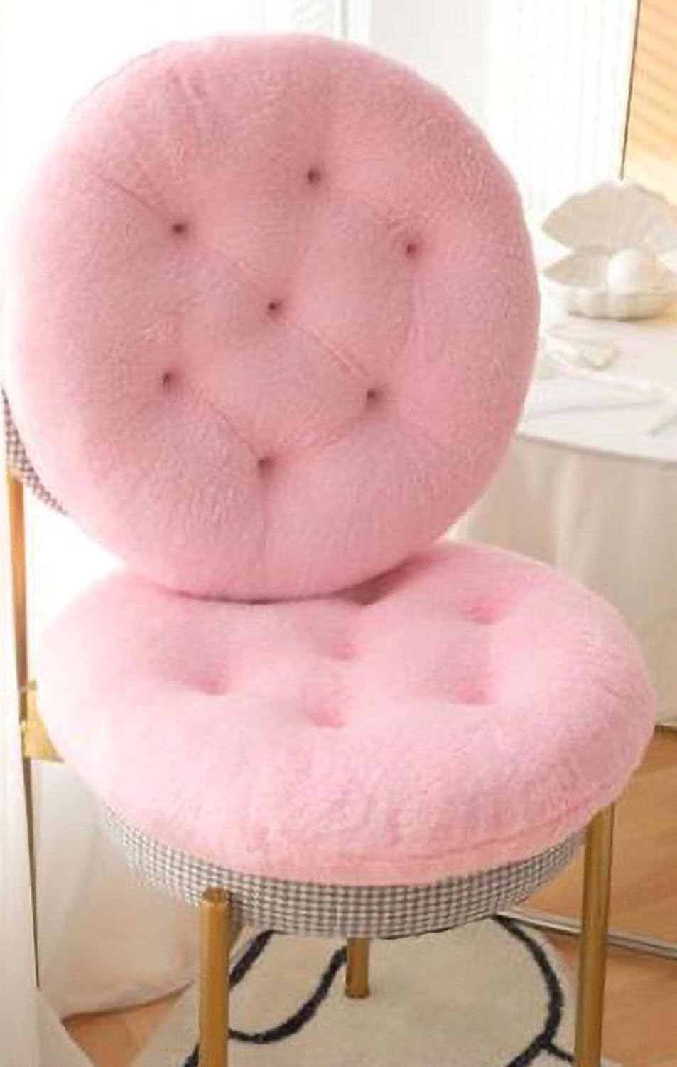 Comfortable Square and Round Artificial Lambswool Chair Pads,Soft Fluffy Chair Seat Cushion Plush Cushions Seat Pad for Home Office Meditation (14 inch(35cm), Round-Off-White)