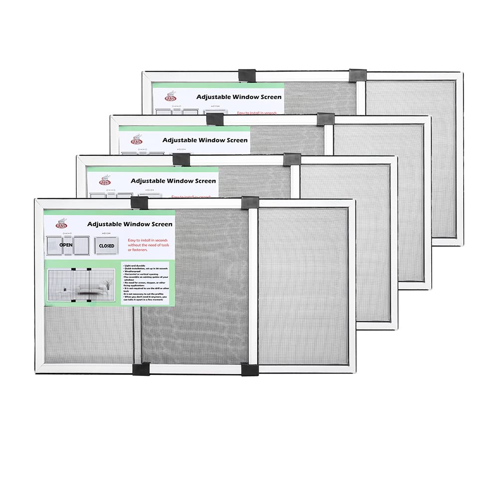 FLYZZZ Expandable Window Screen Large Adjustable Window Screens 19.8''H X 28-52‘’W 5 Pack Replacement Window Screen for Window