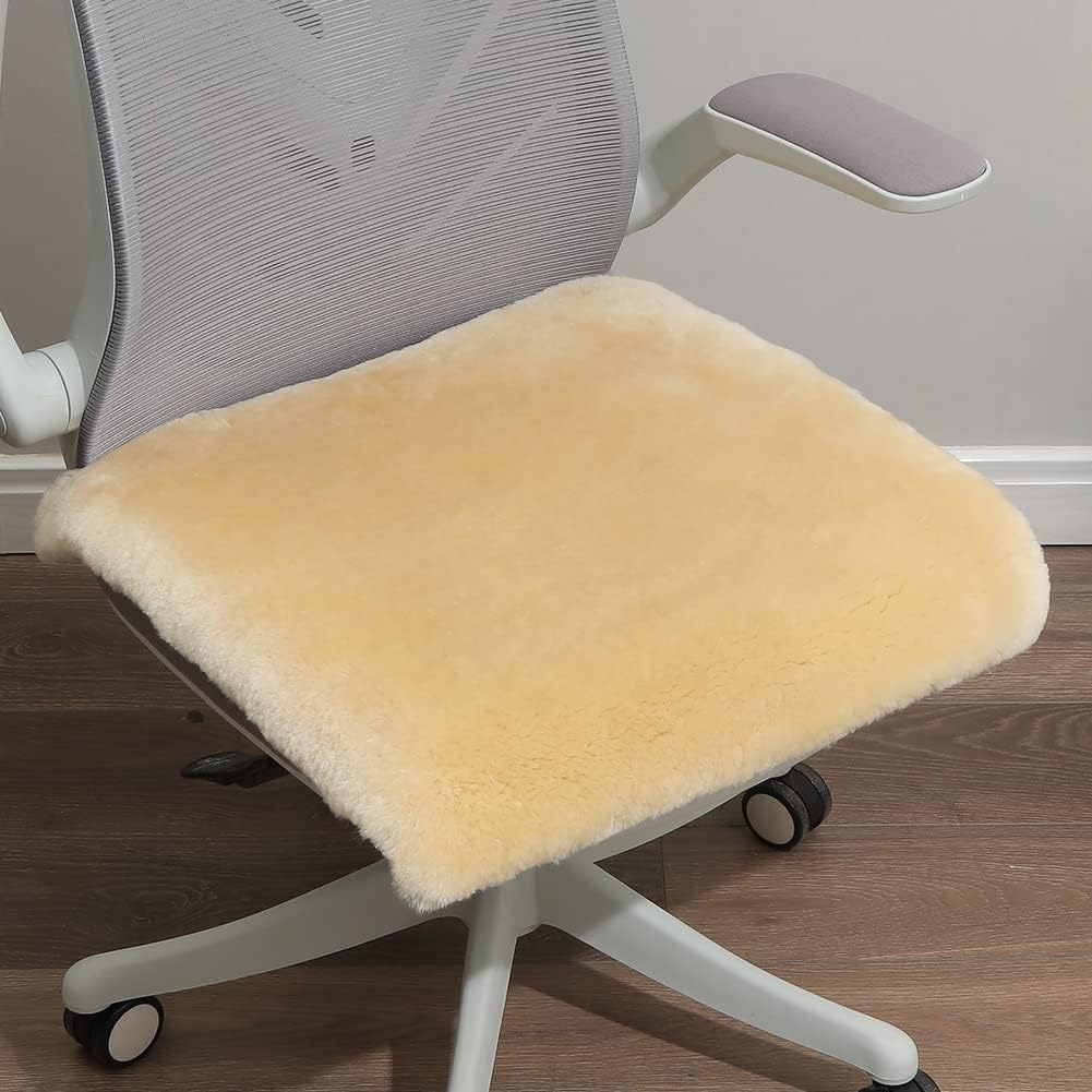 LLB Sheepskin Chair Pads - Office & Dining Room Chair Cushion - Tan, 16.5" Round (Pack of 1)