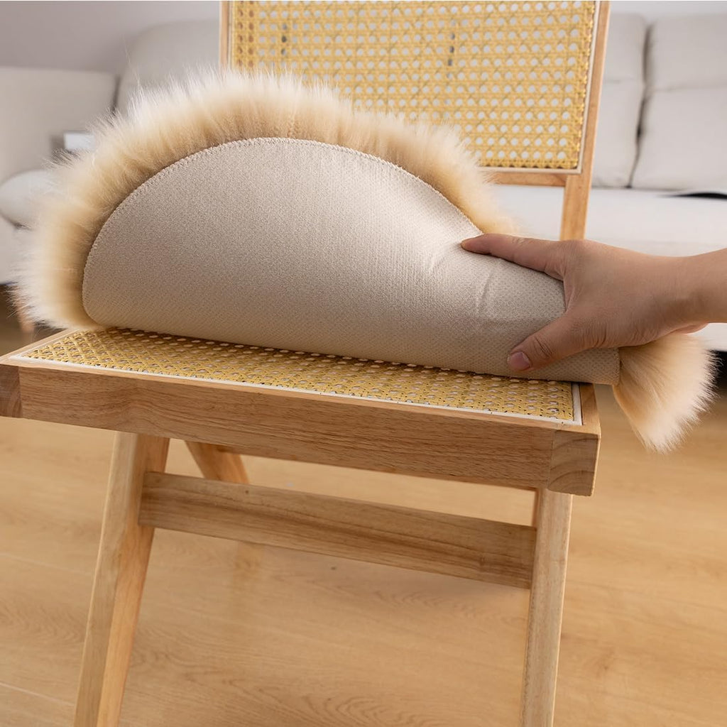 LLB Sheepskin Chair Pads - Office & Dining Room Chair Cushion - Tan, 16.5" Round (Pack of 1)