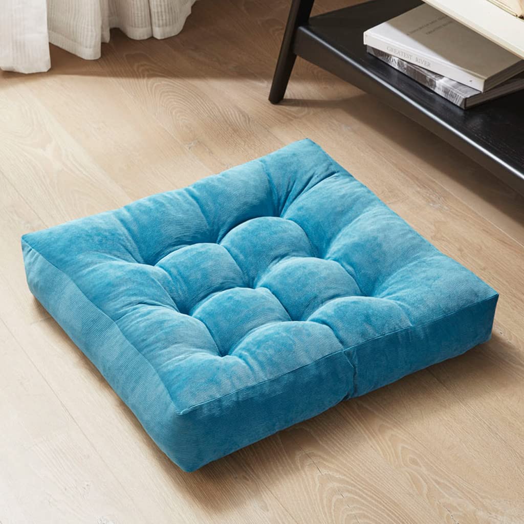 Degrees of Comfort Floor Cushion Pillow, Round Large Pillows Seating for Adults, Tufted Corduroy Floor Cushions for Living Room Tatami, Navy Blue, 22 Inch Single, 1 Count (Pack of 1)