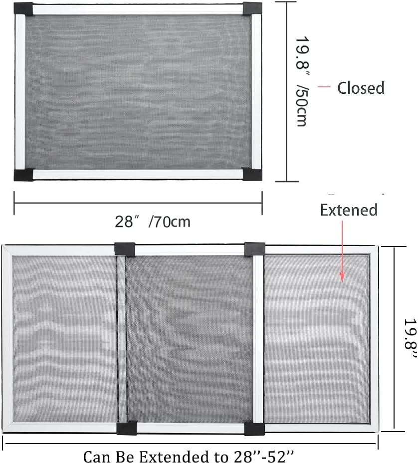 FLYZZZ Expandable Window Screen Large Adjustable Window Screens 19.8''H X 28-52‘’W 5 Pack Replacement Window Screen for Window
