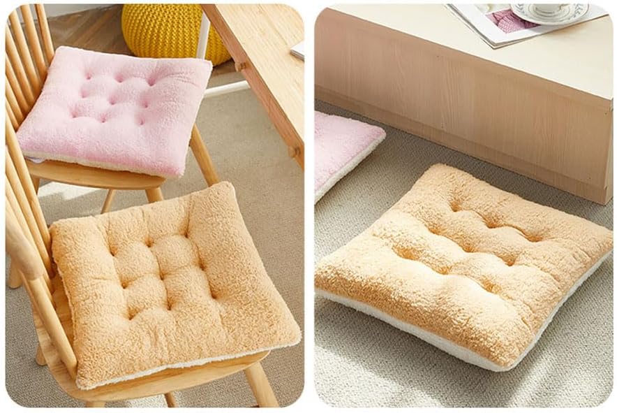 IXITON Thickened Plush seat Cushion,Lamb Fleece pad Warm Pillow Chair Stool heightened for Yoga Office Home Cafe Chair Meditation (Round White, 14 * 14 inch(35 * 35cm))