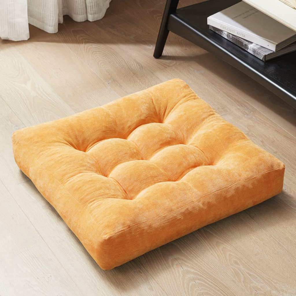 Degrees of Comfort Floor Cushion Pillow, Round Large Pillows Seating for Adults, Tufted Corduroy Floor Cushions for Living Room Tatami, Navy Blue, 22 Inch Single, 1 Count (Pack of 1)