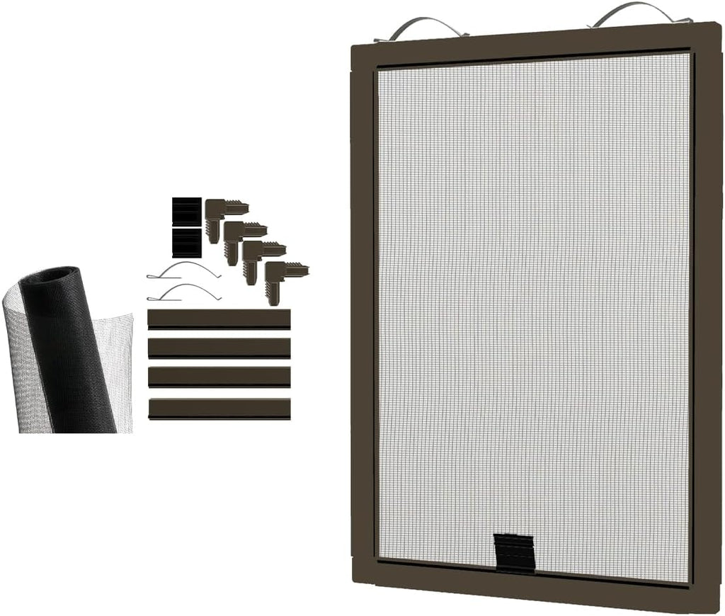 Window Screen Replacement Kit, 36", 48" and 60" Window Frames, White or Bronze, with Screen Mesh Roll. Easy Installation!