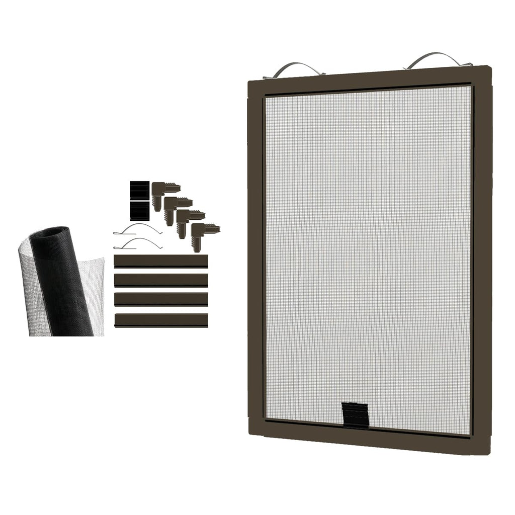 Window Screen Replacement Kit, 36", 48" and 60" Window Frames, White or Bronze, with Screen Mesh Roll. Easy Installation!