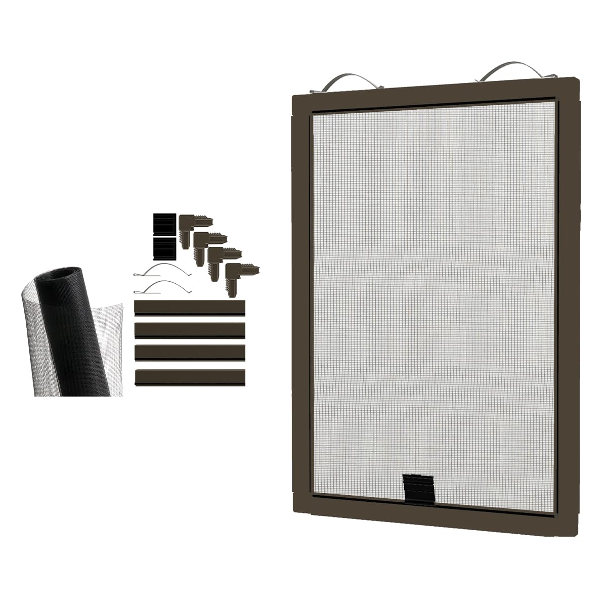 Window Screen Replacement Kit, 36", 48" and 60" Window Frames, White or Bronze, with Screen Mesh Roll. Easy Installation!