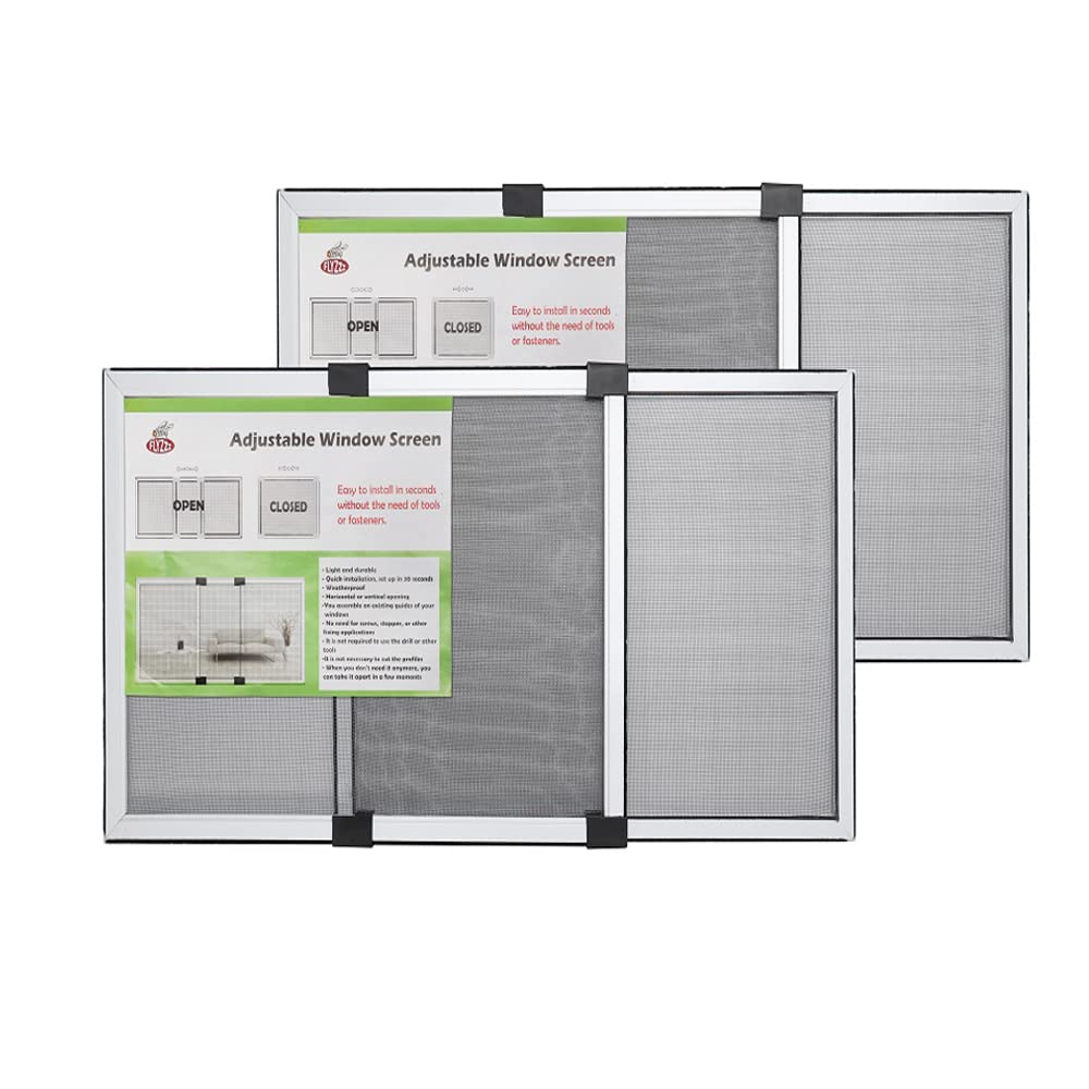 FLYZZZ Expandable Window Screen Large Adjustable Window Screens 19.8''H X 28-52‘’W 5 Pack Replacement Window Screen for Window