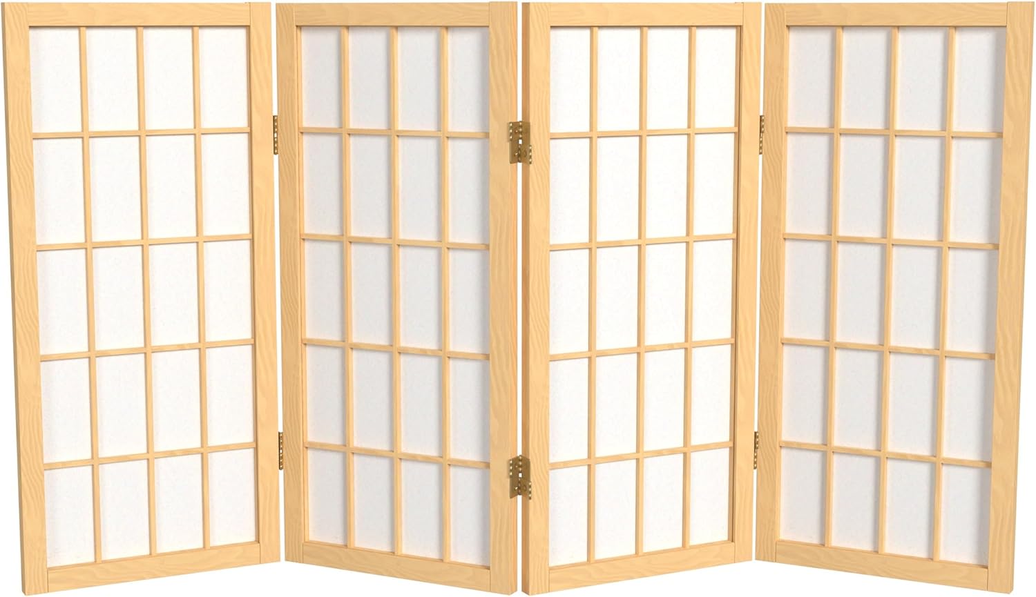 2 ft. Short Desktop Window Pane Shoji Screen - Natural - 4 Panels