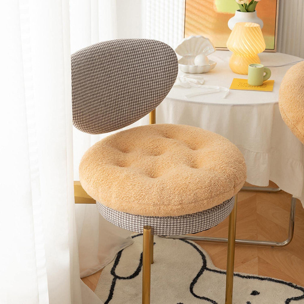 IXITON Thickened Plush seat Cushion,Lamb Fleece pad Warm Pillow Chair Stool heightened for Yoga Office Home Cafe Chair Meditation (Round White, 14 * 14 inch(35 * 35cm))