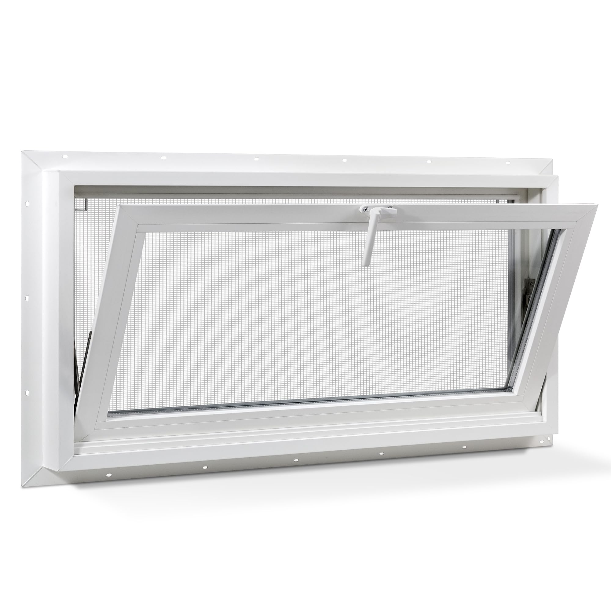 Vinyl Hopper Basement Window, 36" x 24" Sliding Bathroom Window with Double Pane Insulated Tempered Glass and Fiberglass Mesh Screen Window for Basement Bathroom Home RV Garage (White)
