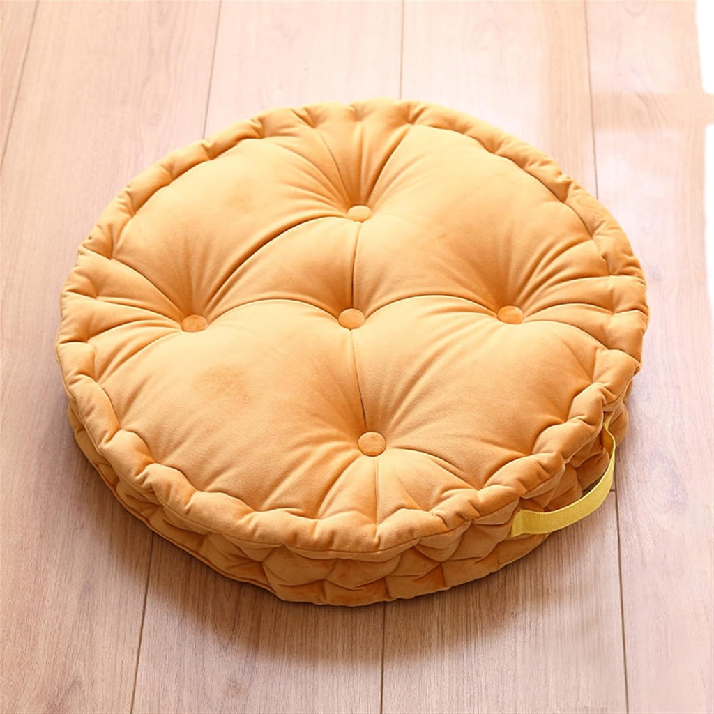 Lifup Large Round Floor Pillow Cushion for Adults, Tufted Plush Cushions with Handle for Classroom Balcony Tatami Living Room Yoga Seating Yellow 20"