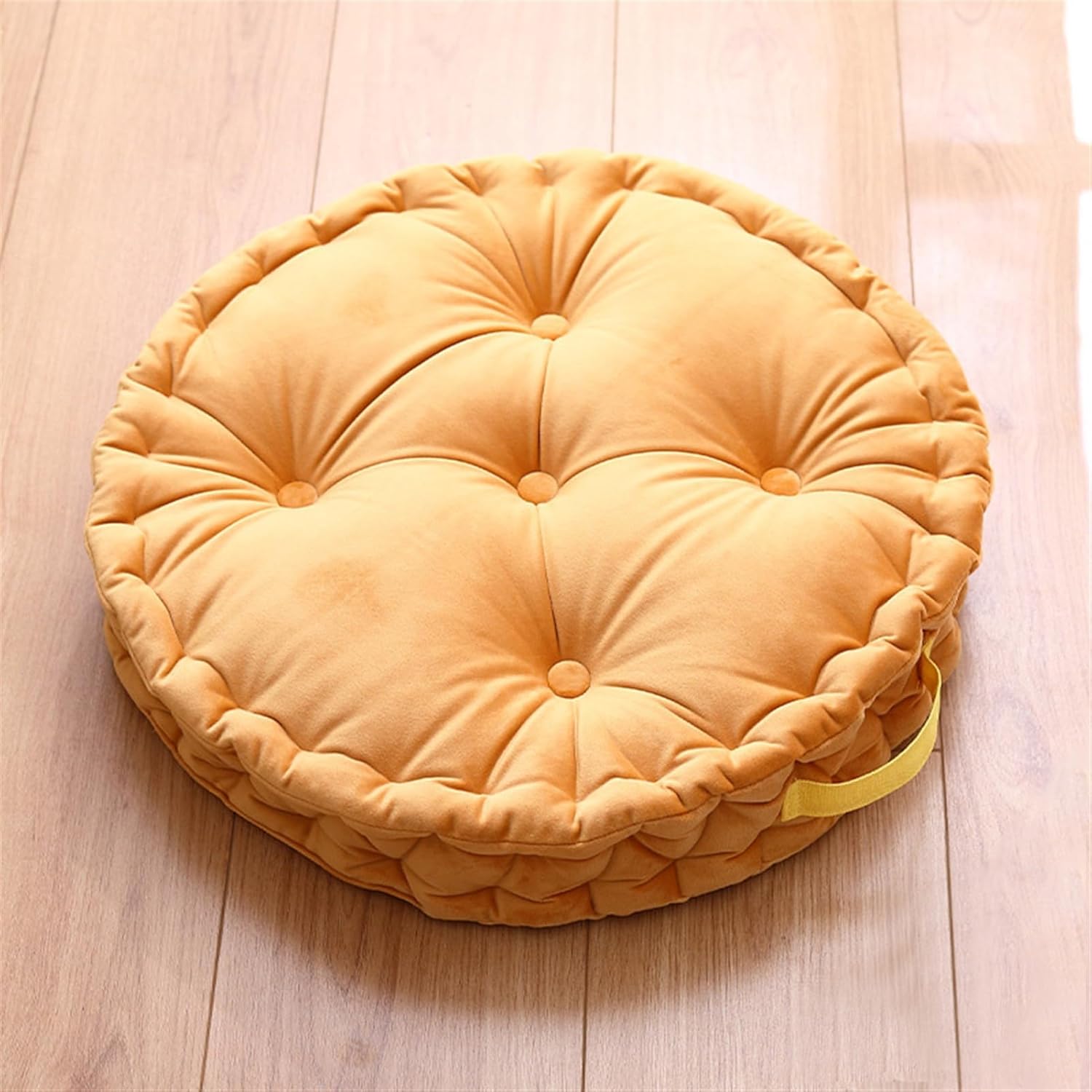 Lifup Large Round Floor Pillow Cushion for Adults, Tufted Plush Cushions with Handle for Classroom Balcony Tatami Living Room Yoga Seating Yellow 20"