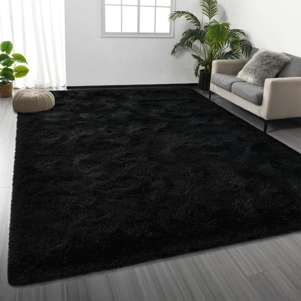 Deerhoo Large Shag Area Rugs 6 x 9, Tie-Dyed Plush Fuzzy Rug for Living Room, Ultra Soft Fluffy Furry Rugs for Bedroom, Indoor Carpet Nursery Rugs for Kids Room Home Decor, Light Grey