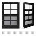 2 Pack Shed Windows,12" x 18" Small Sliding Windows,Flush Mount Windows with Tempered Glass and Fiberglass Screen for Shed, Chicken Coop, Playhouse, Household, Garage, Barns (Black)