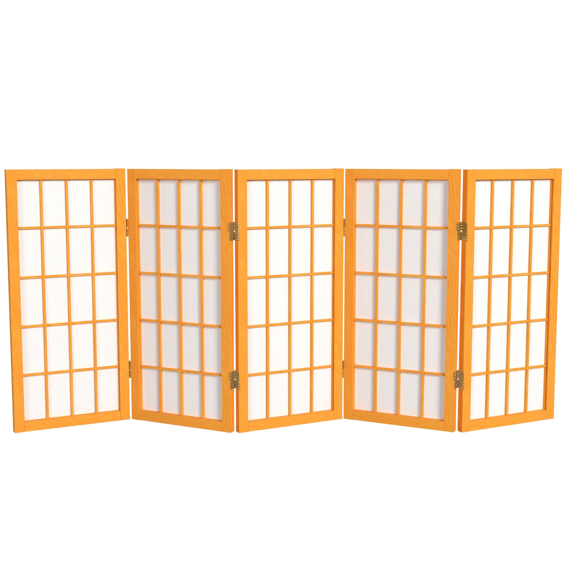 2 ft. Short Desktop Window Pane Shoji Screen - Natural - 4 Panels
