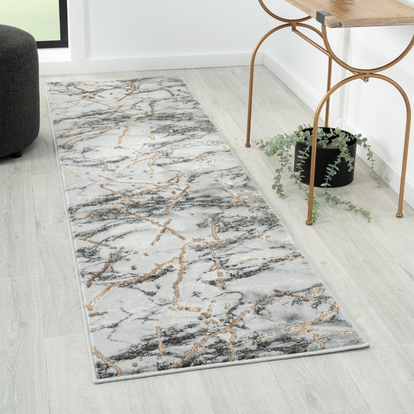 LUXE WEAVERS Ivory Gold 8x10 Marble Abstract Area Rug