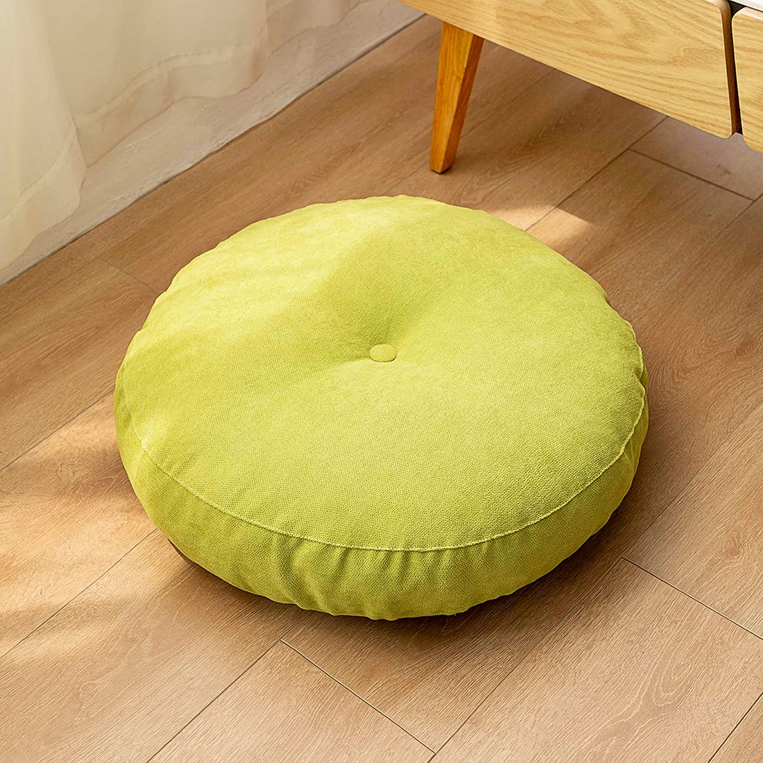 vctops Round Solid Floor Pillow Soft Thick Seat Cushion Cozy Seat Pad Pads for Bedroom Living Room Office Chair Sofa (Light Khaki, Diameter 22")