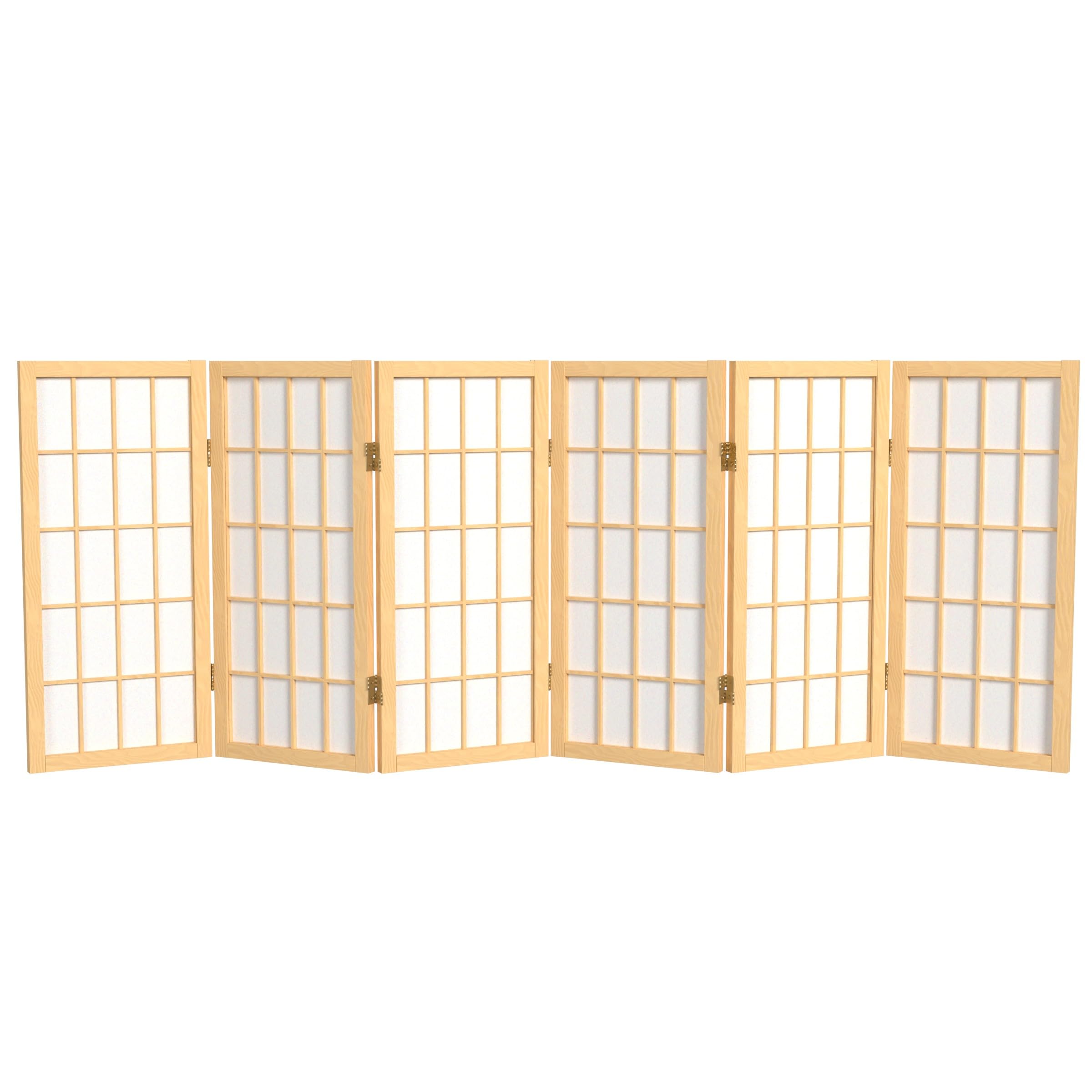 2 ft. Short Desktop Window Pane Shoji Screen - Natural - 4 Panels