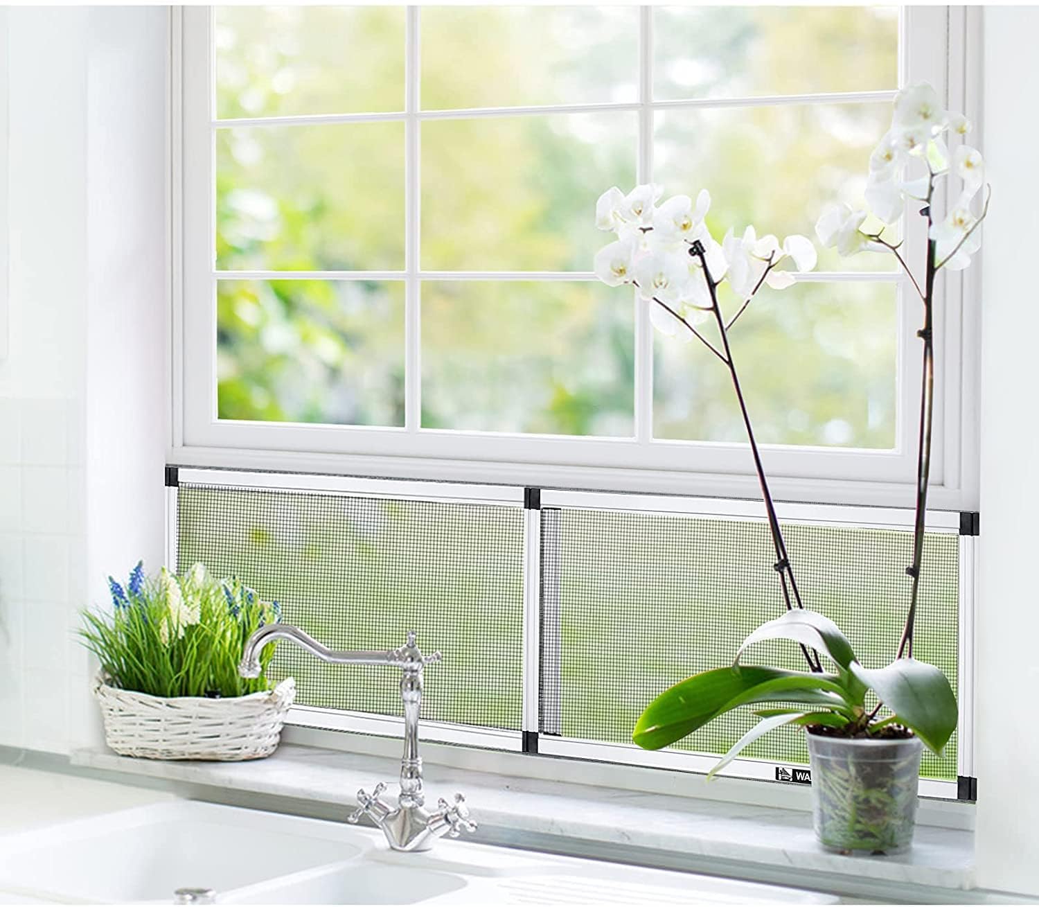 Expandable Window Screen, 2 Pack Adjustable Window Screen(18" H x 25" - 49" W) - Large Replacement Window Screens with Frame, Durable Replacement Screen for Window