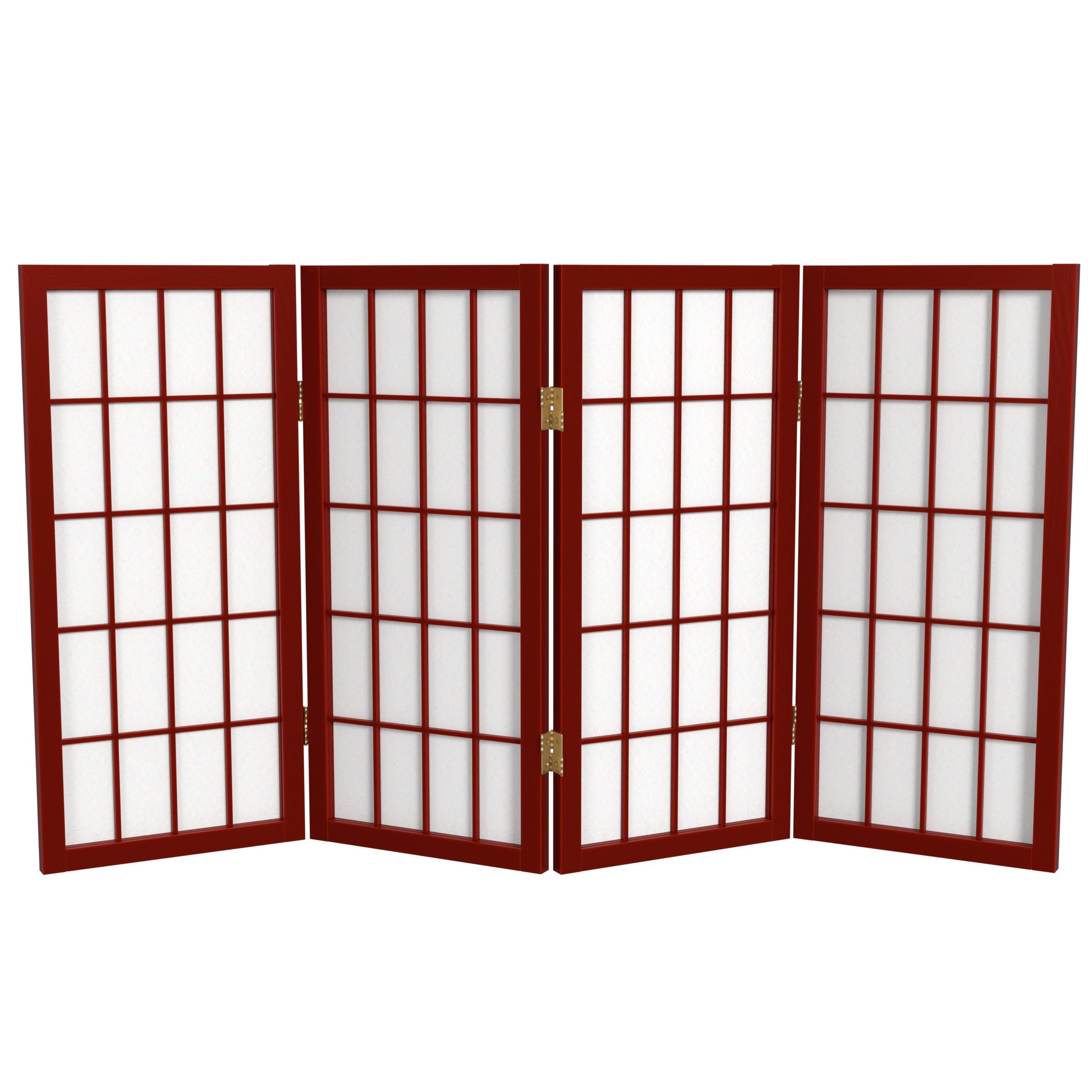 2 ft. Short Desktop Window Pane Shoji Screen - Natural - 4 Panels