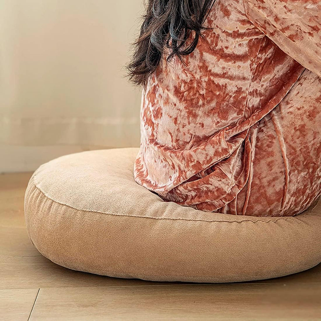vctops Round Solid Floor Pillow Soft Thick Seat Cushion Cozy Seat Pad Pads for Bedroom Living Room Office Chair Sofa (Light Khaki, Diameter 22")