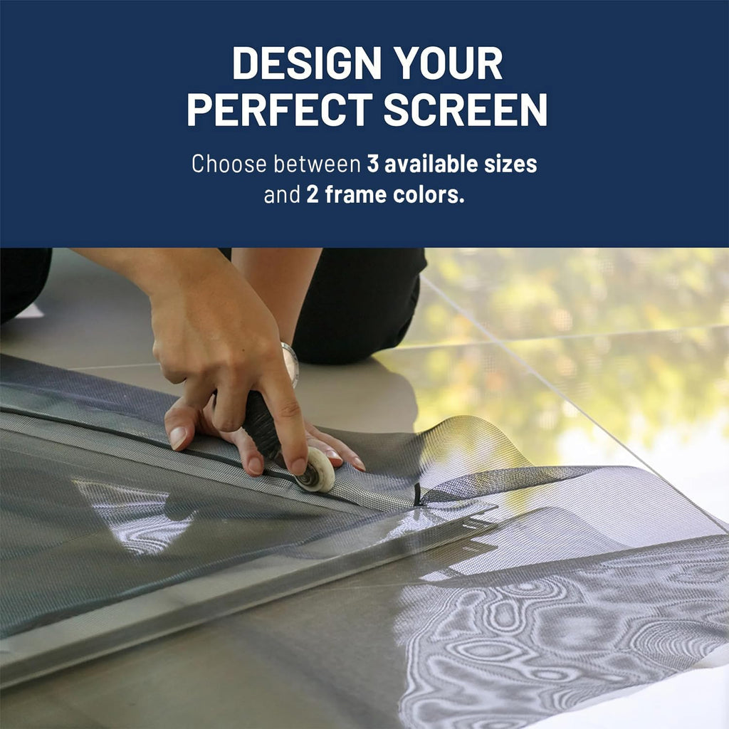 Window Screen Replacement Kit, 36", 48" and 60" Window Frames, White or Bronze, with Screen Mesh Roll. Easy Installation!