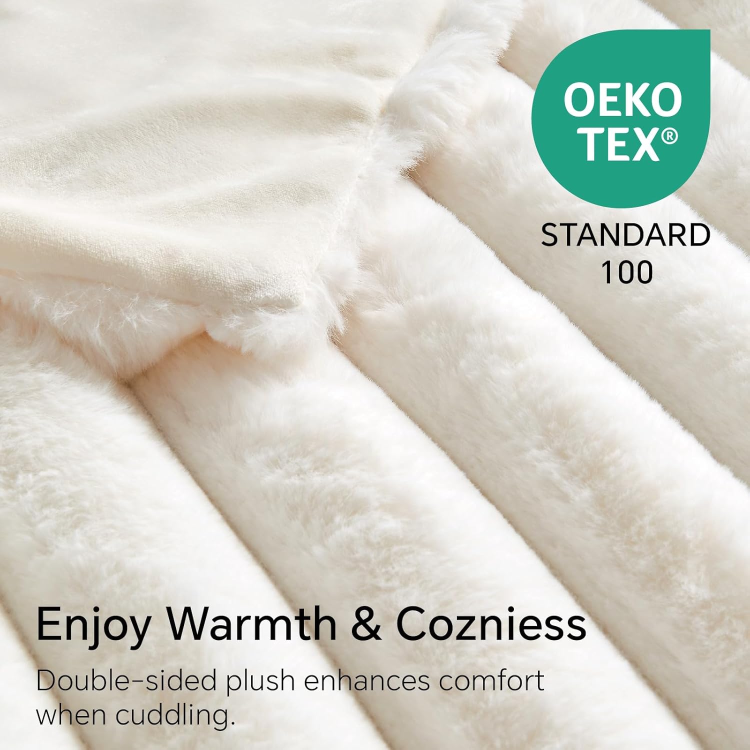 Cream 50x60" Faux Fur Blanket, Soft Fluffy Plush Throw for Couch & Gift