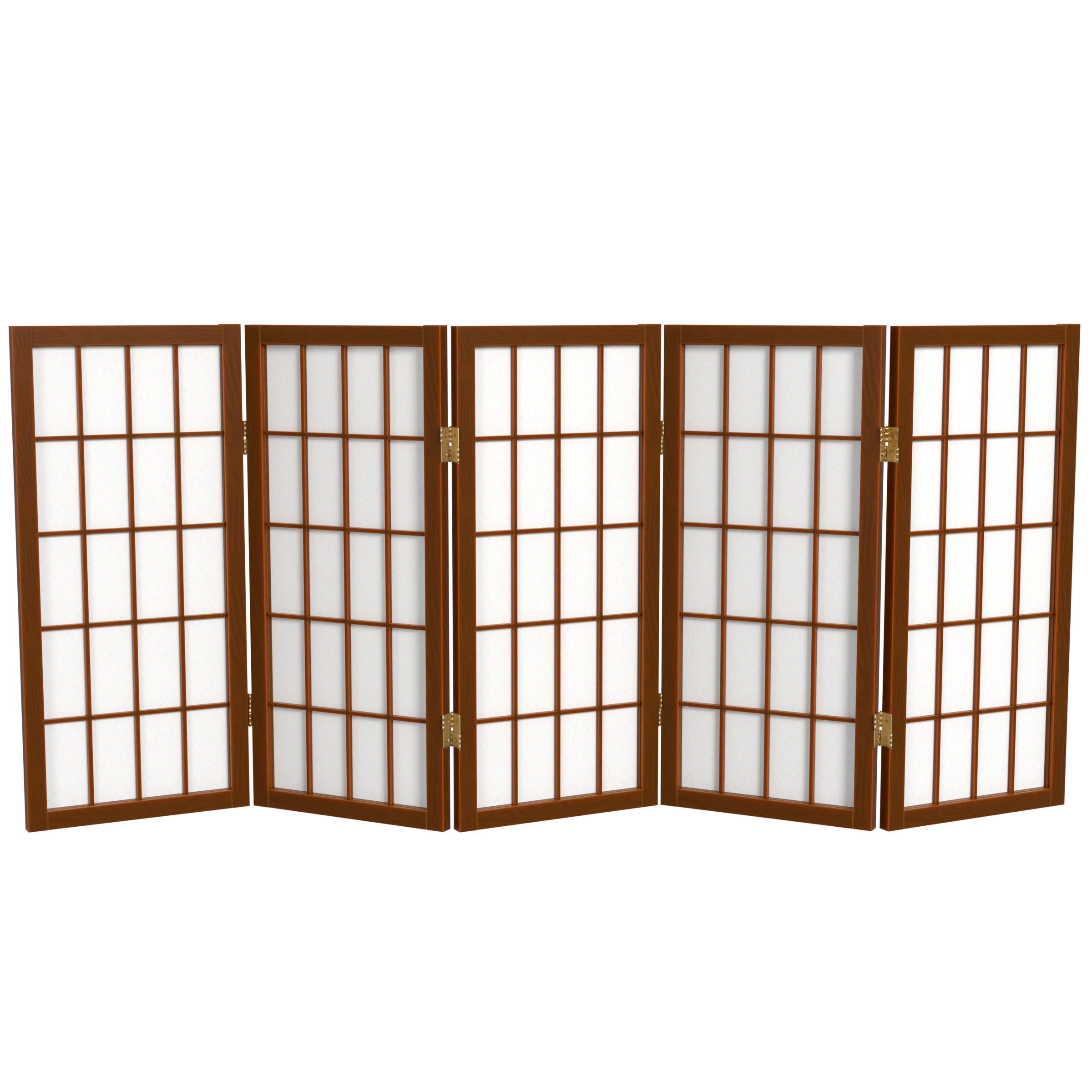 2 ft. Short Desktop Window Pane Shoji Screen - Natural - 4 Panels
