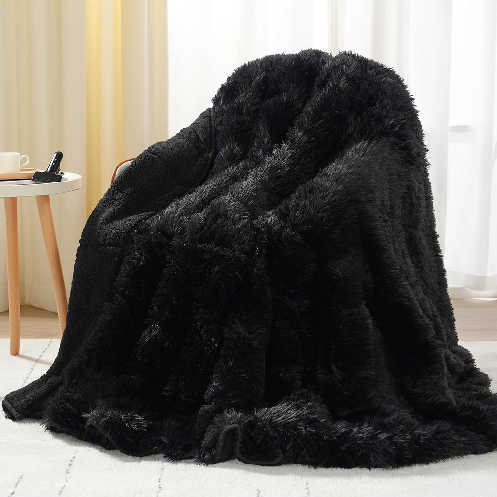 Uttermara Weighted Blanket Queen Size 15 Pounds for Adults, Sherpa Faux Fur Heavy Blanket for Couch Bed, Super Soft Plush Fleece & Cozy Sherpa Reverse, Luxury Long Fur Throw Blankets, 60" x 80", Gray