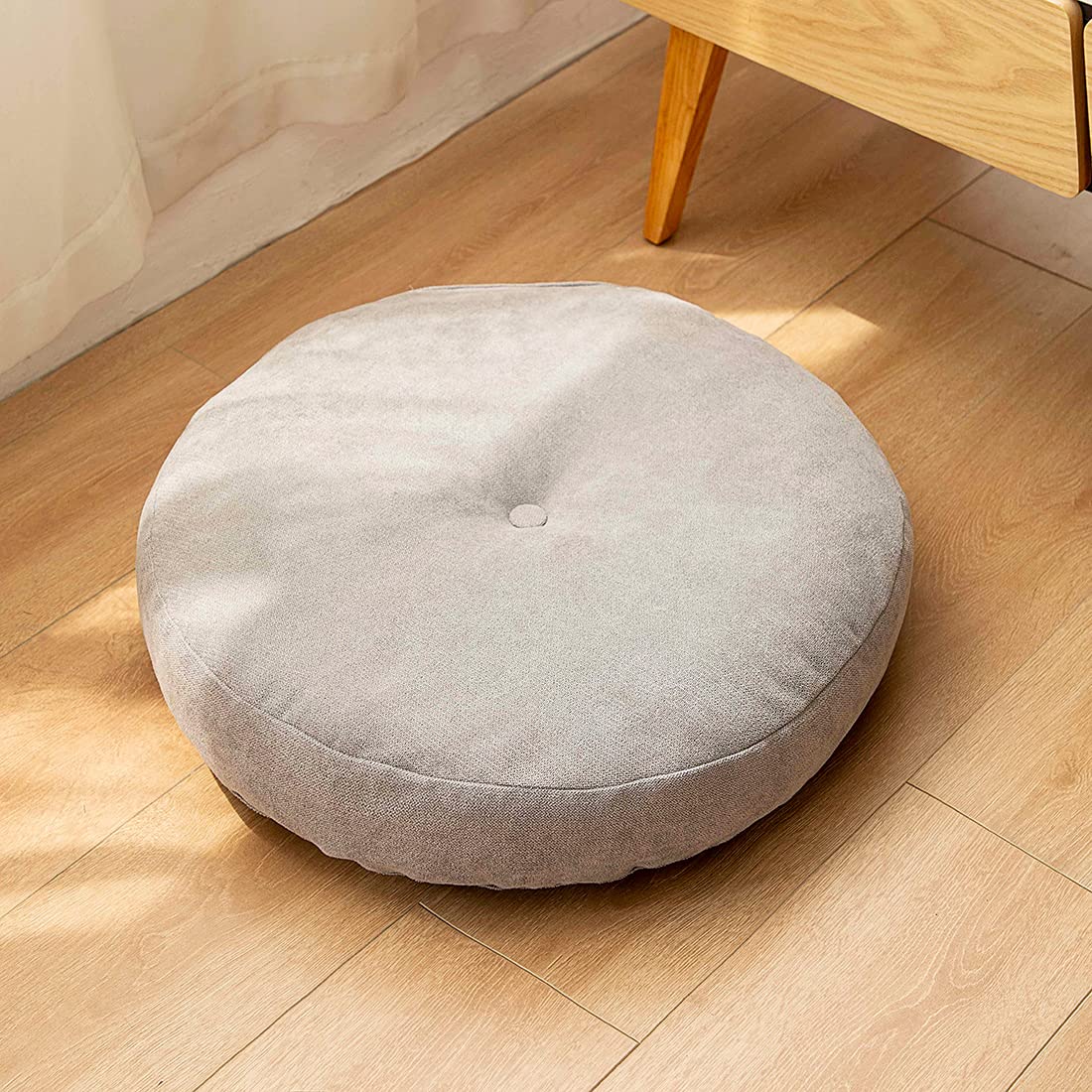 vctops Round Solid Floor Pillow Soft Thick Seat Cushion Cozy Seat Pad Pads for Bedroom Living Room Office Chair Sofa (Light Khaki, Diameter 22")