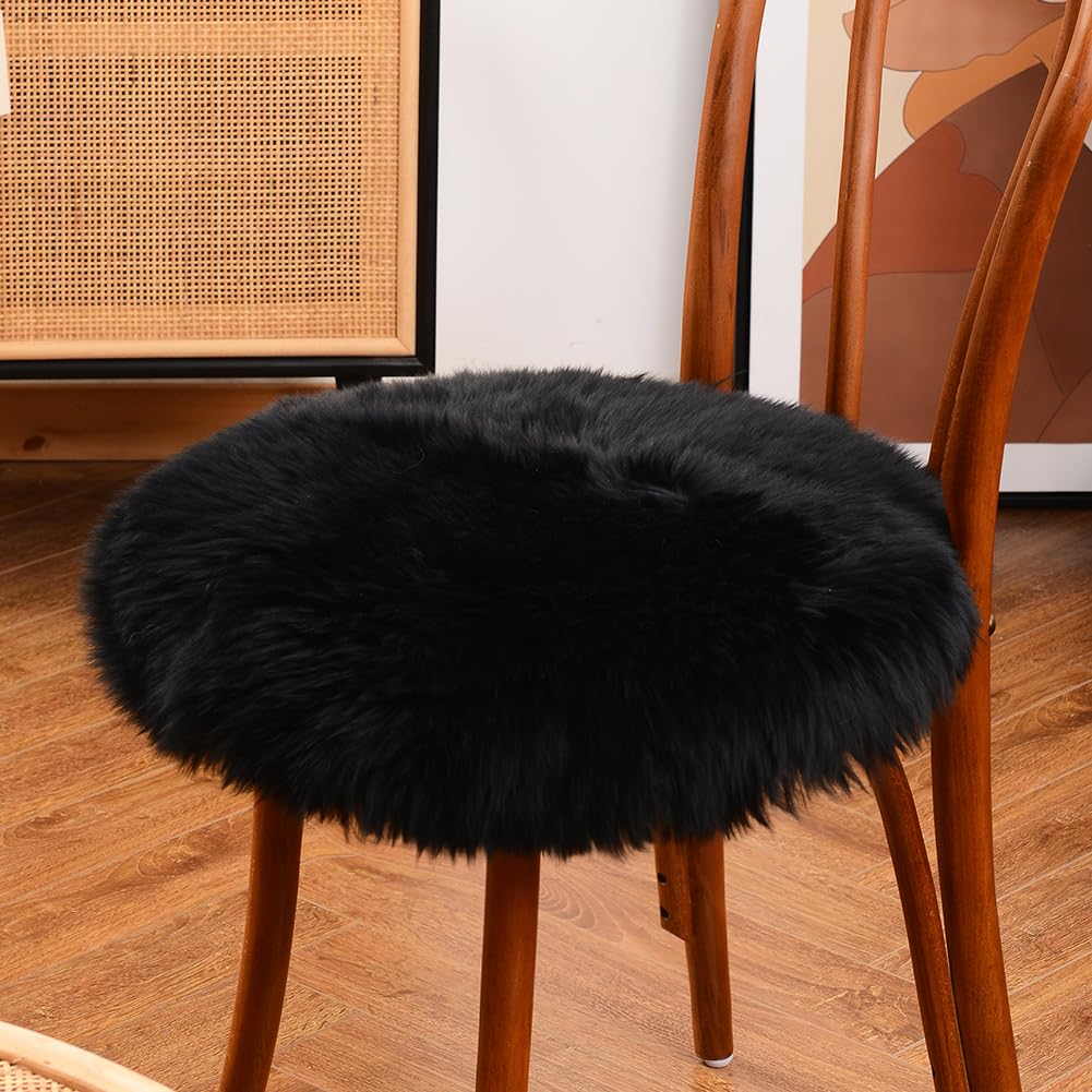 LLB Sheepskin Chair Pads - Office & Dining Room Chair Cushion - Tan, 16.5" Round (Pack of 1)