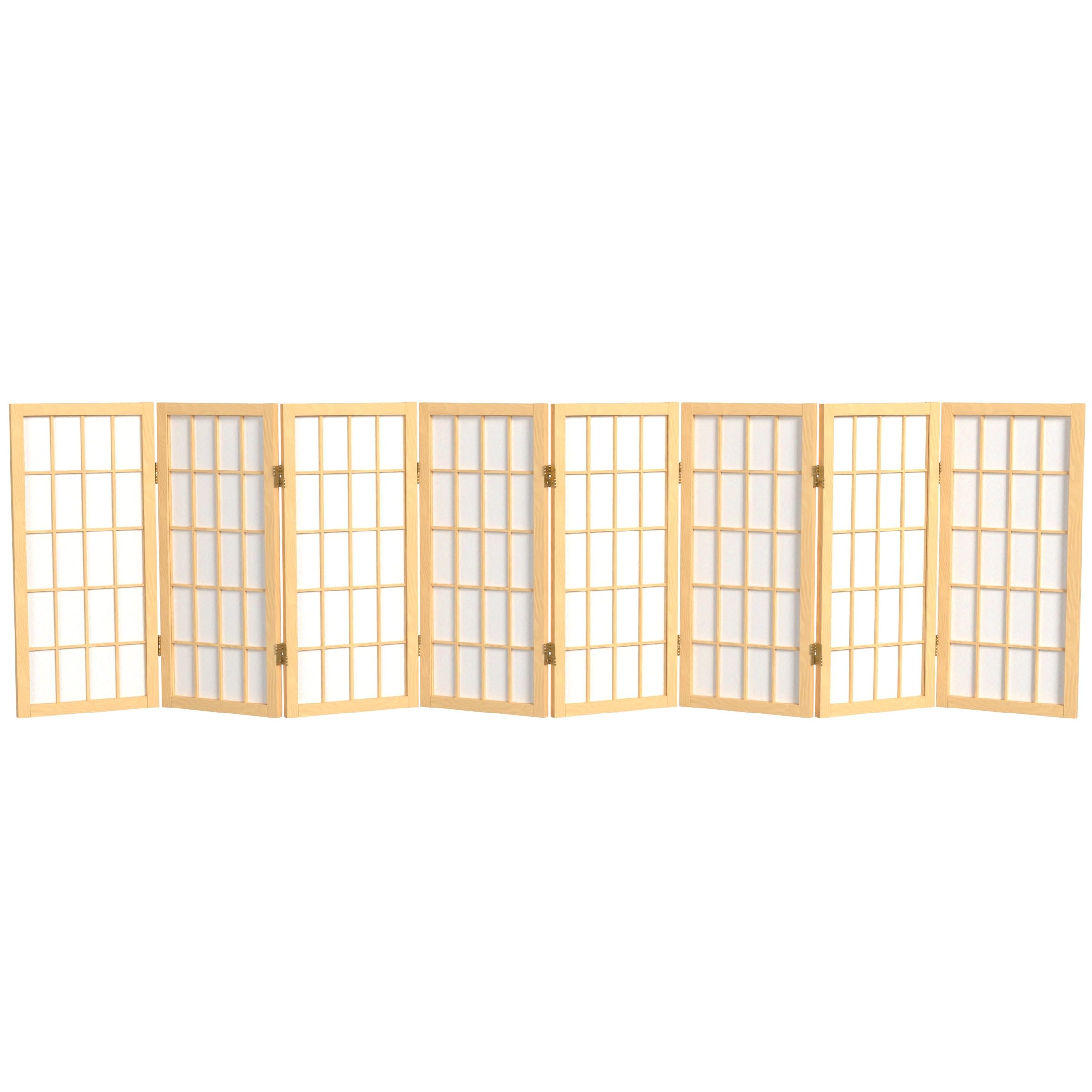 2 ft. Short Desktop Window Pane Shoji Screen - Natural - 4 Panels