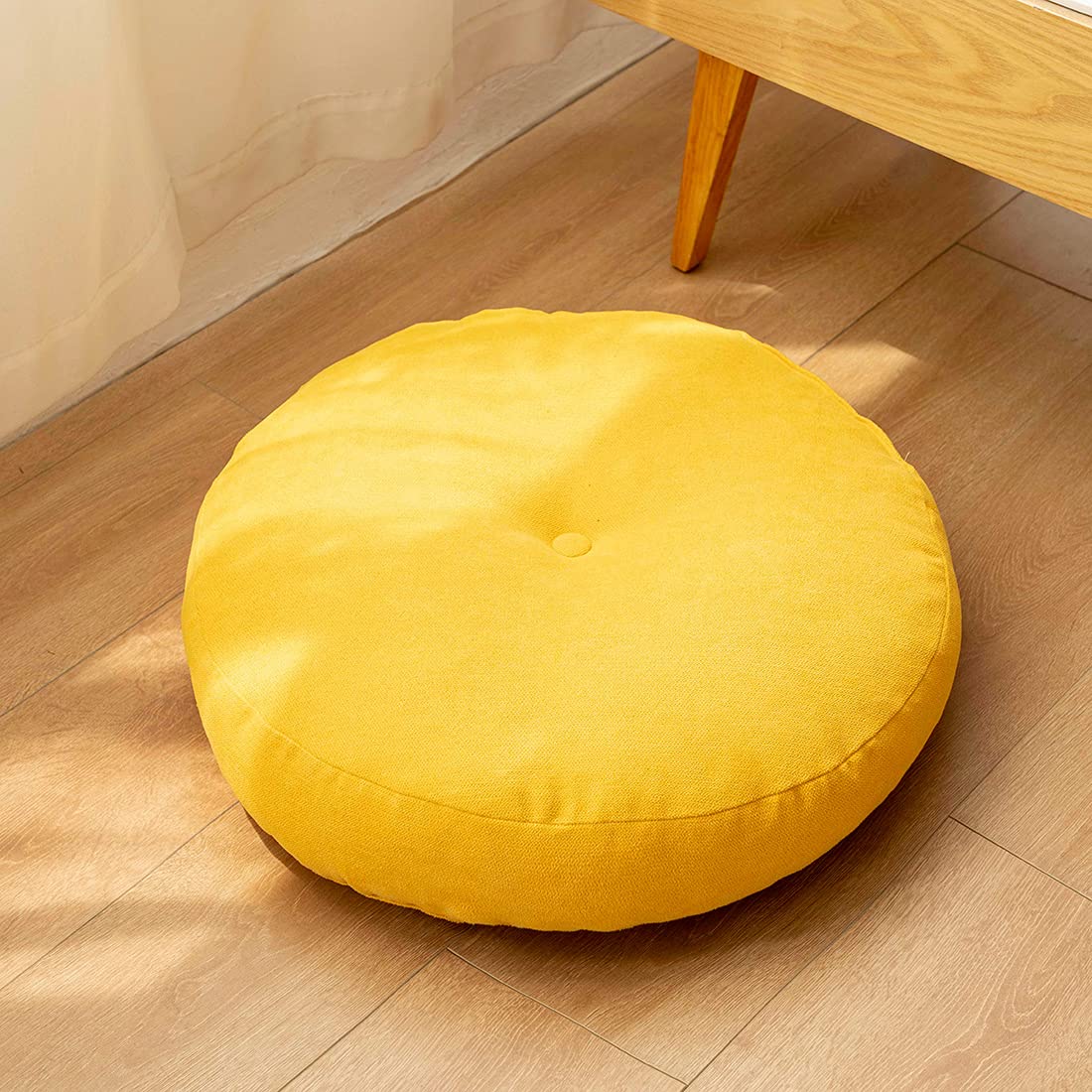 vctops Round Solid Floor Pillow Soft Thick Seat Cushion Cozy Seat Pad Pads for Bedroom Living Room Office Chair Sofa (Light Khaki, Diameter 22")