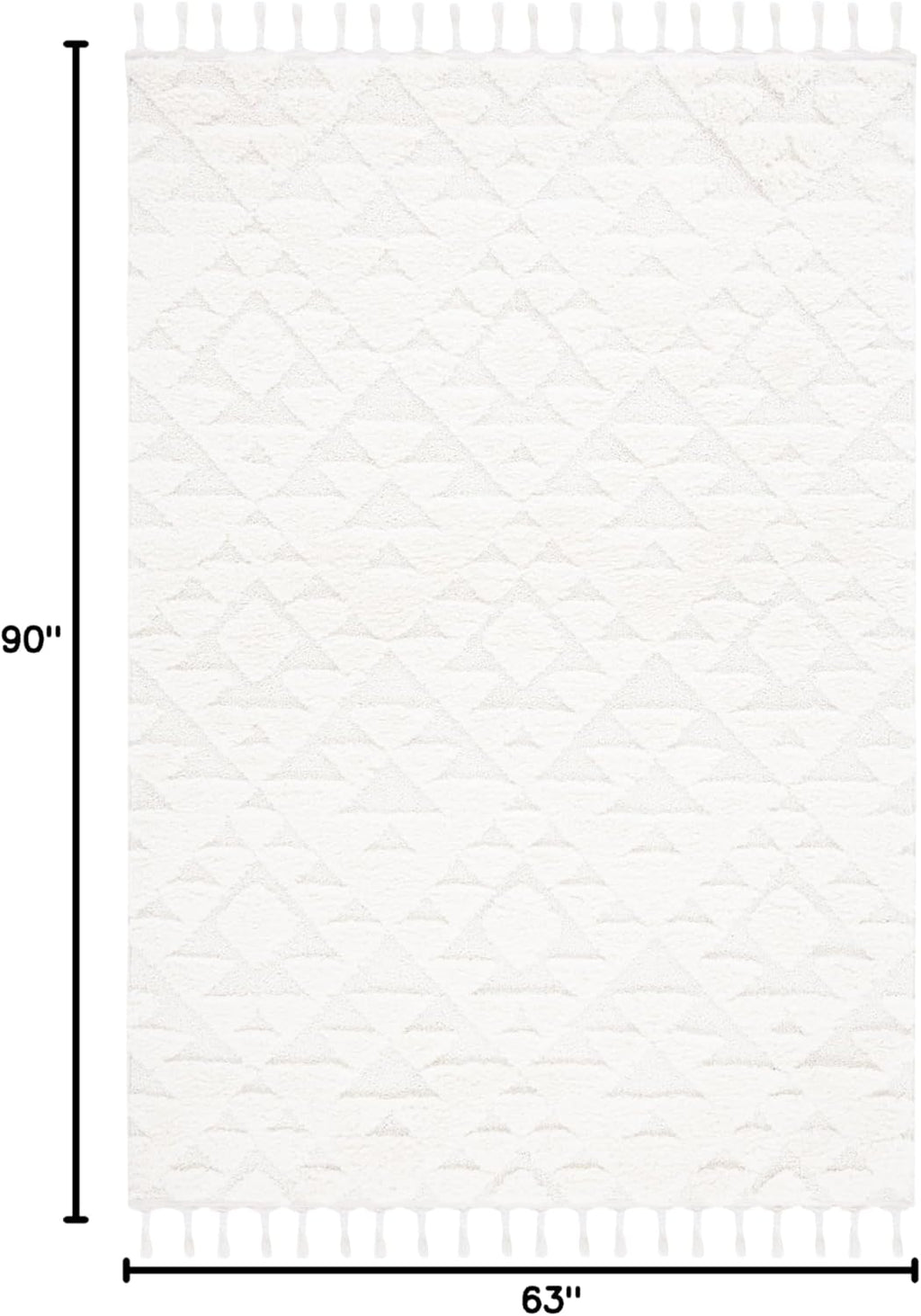 SAFAVIEH Moroccan Tassel Shag Collection Area Rug - 5'3" x 7'6", Ivory, Non-Shedding & Easy to Clean, Plush High-Low Texture, Ideal for Living Room, Bedroom, Dining Space (MTS688C)
