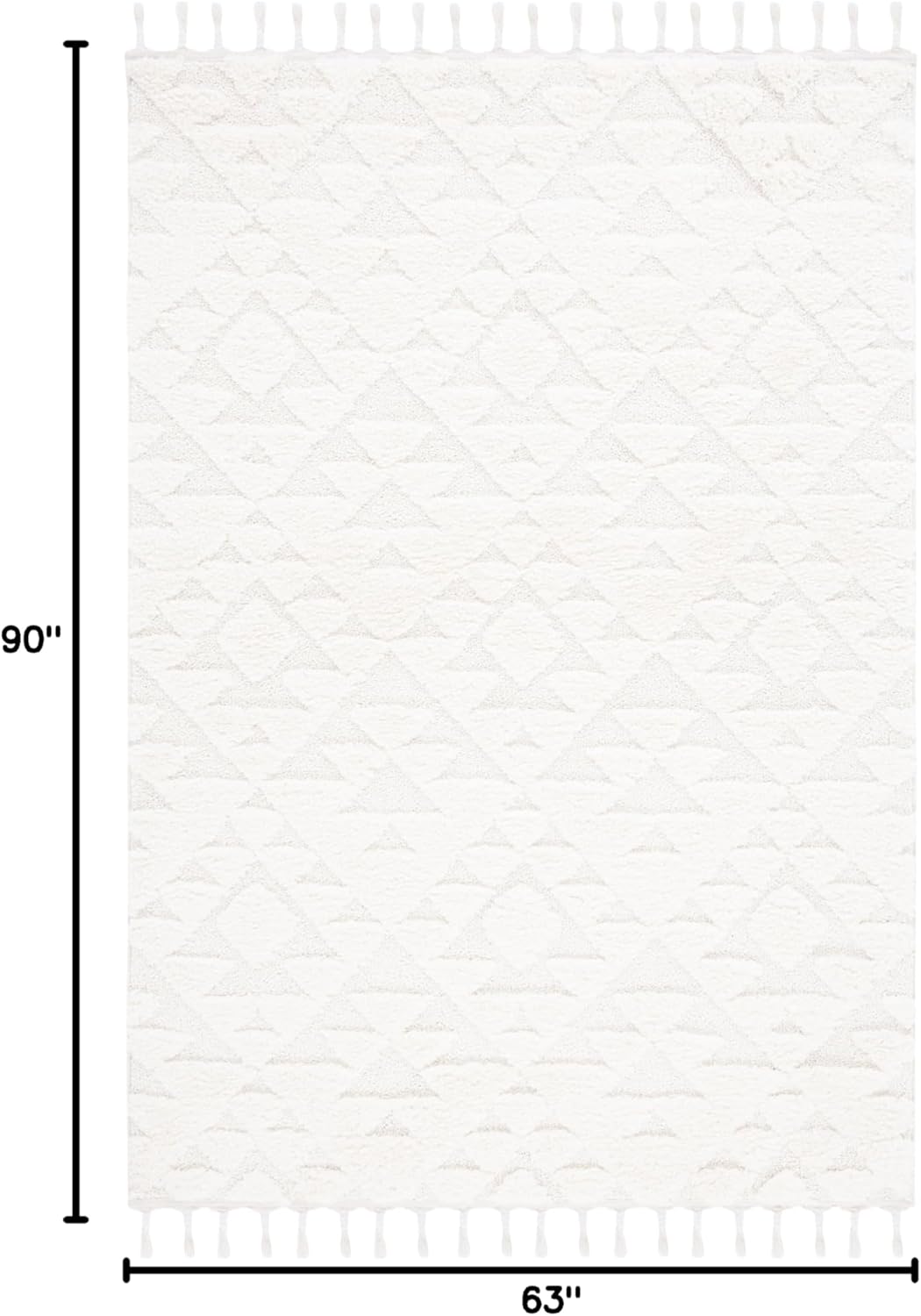 SAFAVIEH Moroccan Tassel Shag Collection Area Rug - 5'3" x 7'6", Ivory, Non-Shedding & Easy to Clean, Plush High-Low Texture, Ideal for Living Room, Bedroom, Dining Space (MTS688C)