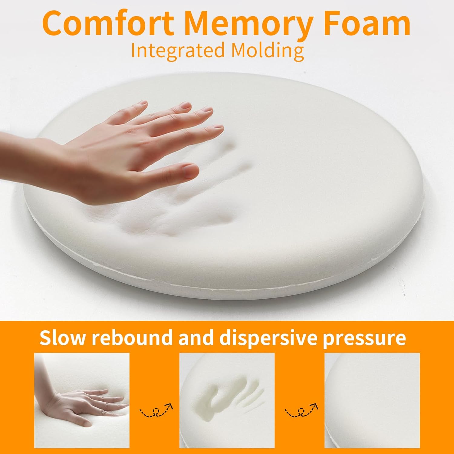 Lifup Round Chair Pads Memory Foam Seat Cushion Soft Cozy Plush Non Slip Thick Pad with Ties and Removable Cover for Dining Room, Office Pink 2 14 x 14 Inch