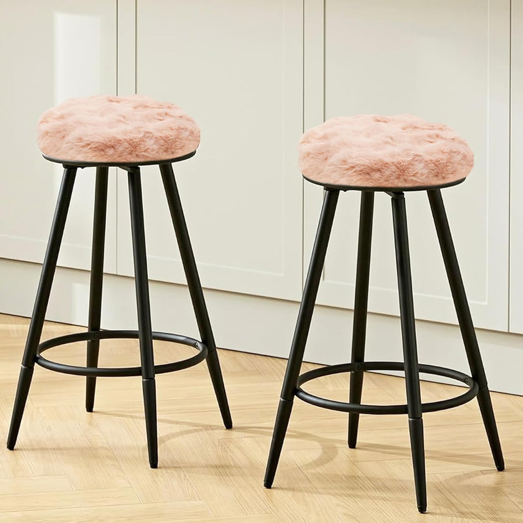 Lifup Round Chair Pads Memory Foam Seat Cushion Soft Cozy Plush Non Slip Thick Pad with Ties and Removable Cover for Dining Room, Office Pink 2 14 x 14 Inch
