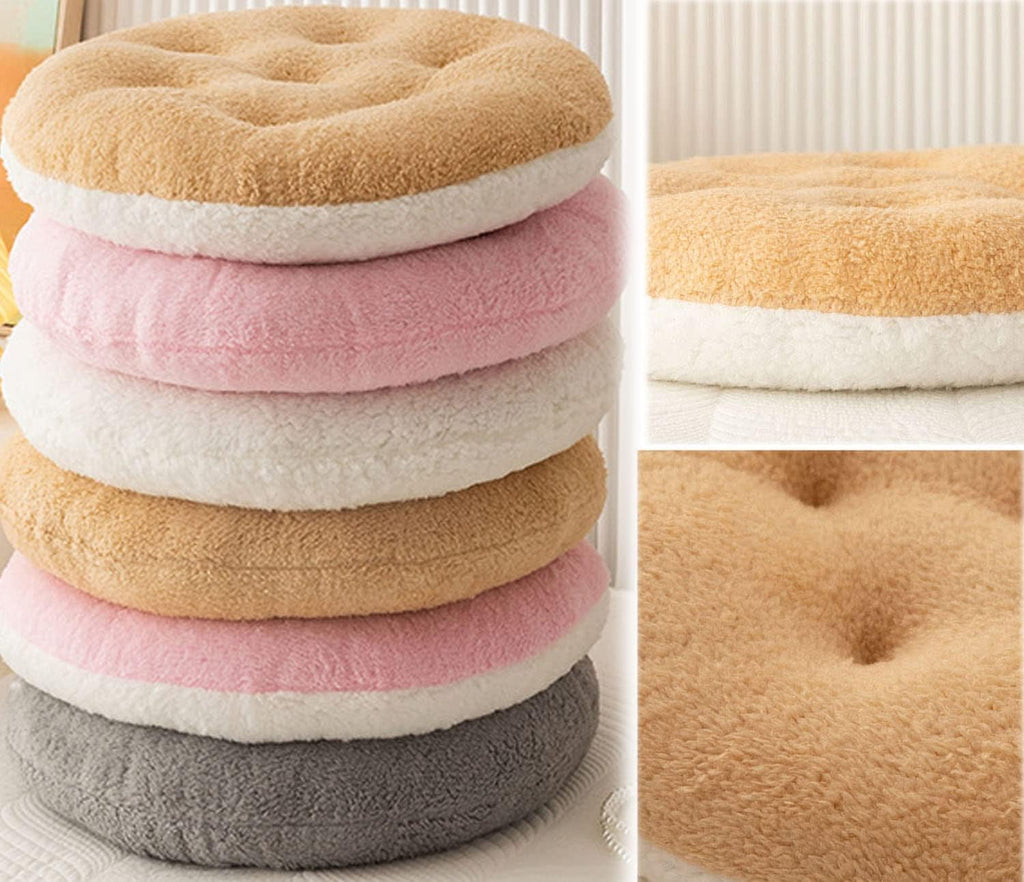 Comfortable Square and Round Artificial Lambswool Chair Pads,Soft Fluffy Chair Seat Cushion Plush Cushions Seat Pad for Home Office Meditation (14 inch(35cm), Round-Off-White)