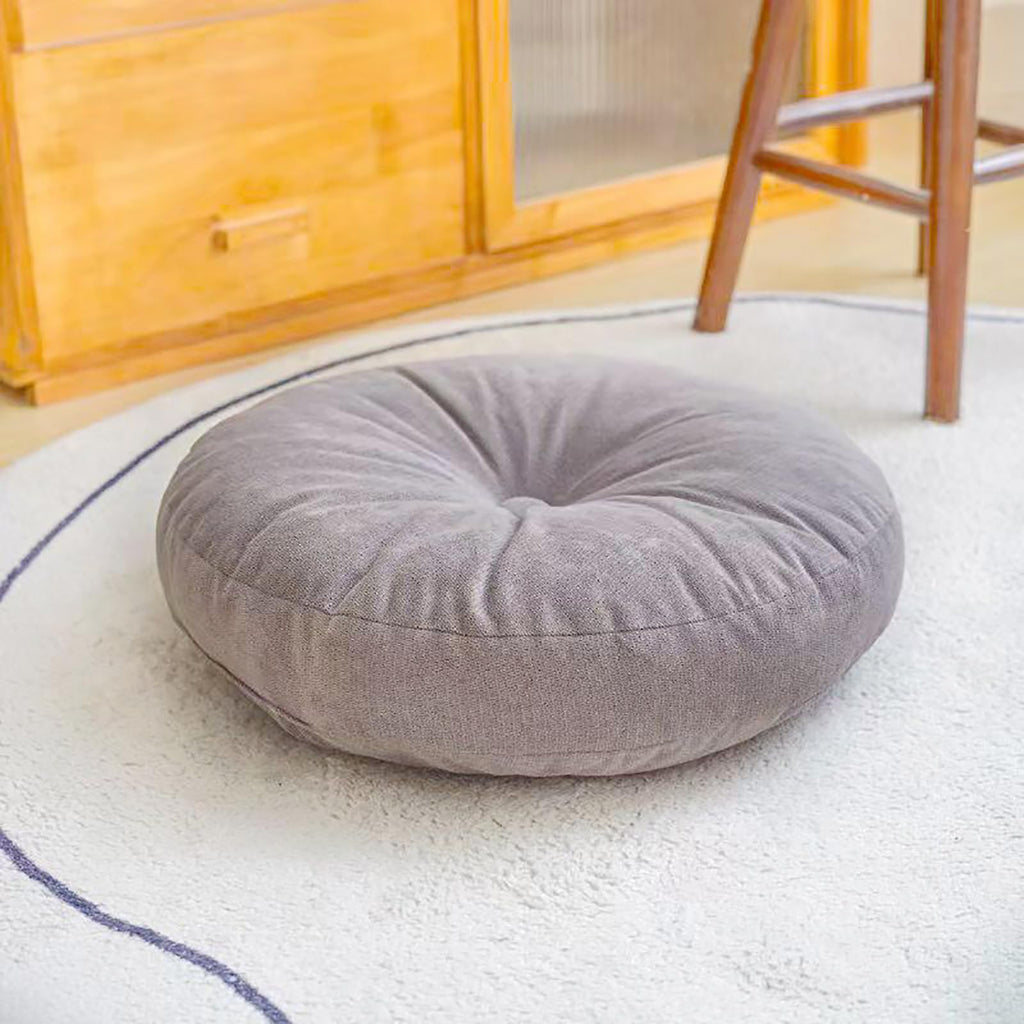 Round Floor Pillow for Adults, Meditation Floor Cushions Chenille Fabric Seat Pads Pillows Cushion for Living Room Balcony Tatami Yoga (Off-White, Diameter:18in)