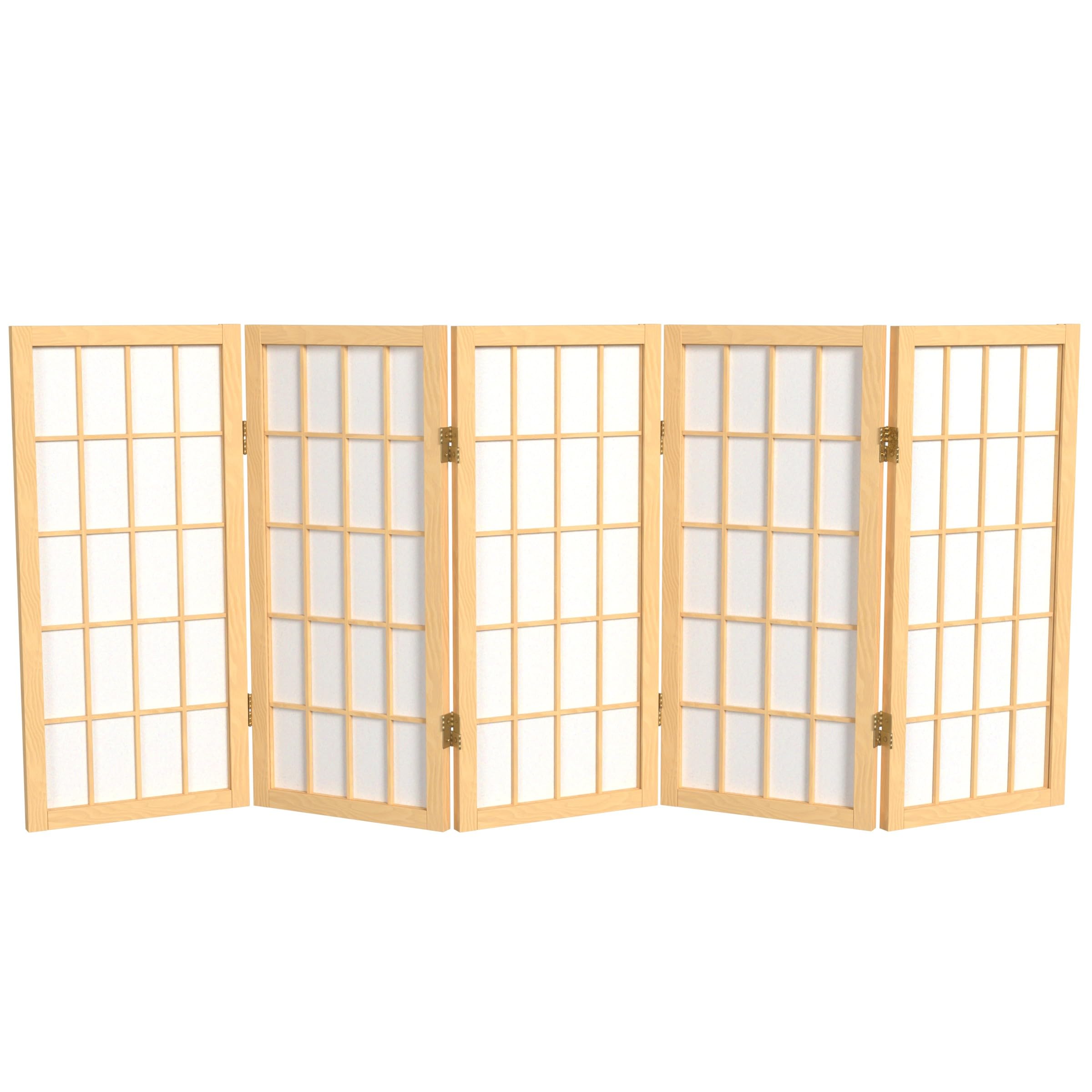 2 ft. Short Desktop Window Pane Shoji Screen - Natural - 4 Panels