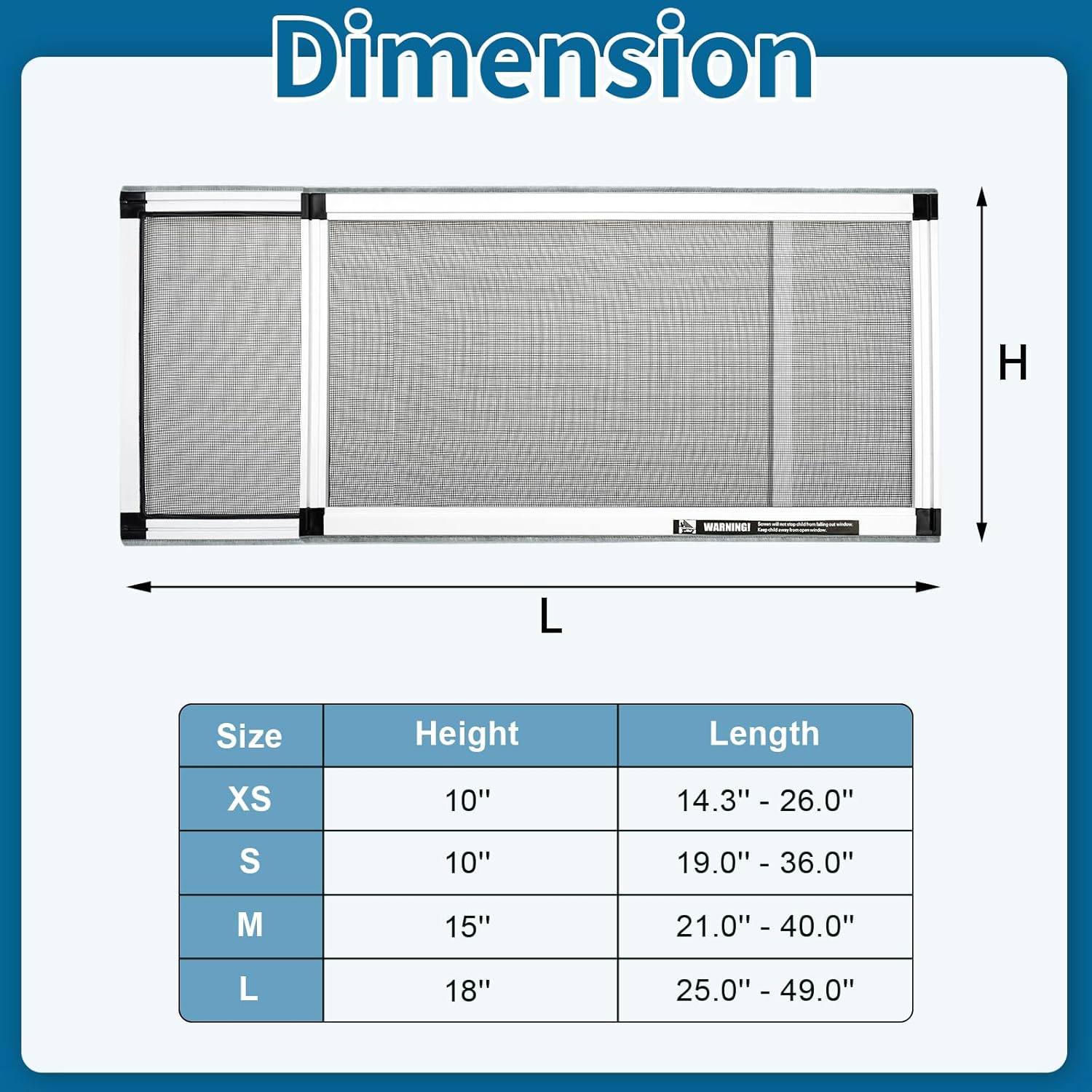 Expandable Window Screen, 2 Pack Adjustable Window Screen(18" H x 25" - 49" W) - Large Replacement Window Screens with Frame, Durable Replacement Screen for Window