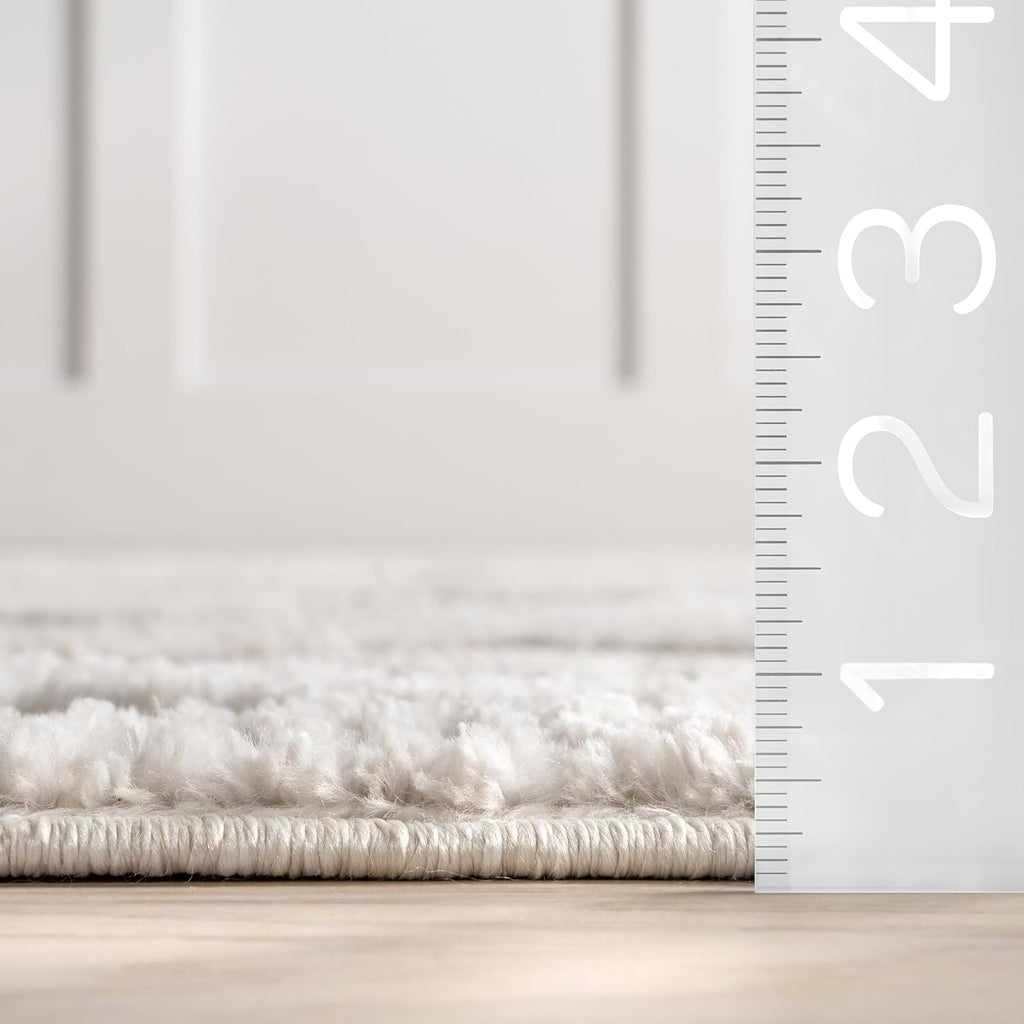 nuLOOM 7x9 Ansley Moroccan Tassel Area Rug, Light Grey, High-Low Textured Bohemian Design, Plush High Pile, Stain Resistant, For Bedroom, Living Room, Hallway, Entryway